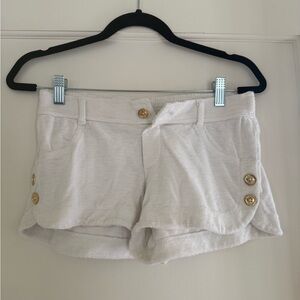 Juicy Couture Cream High Waist Shorts with Gold Buttons